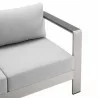 Modway Shore Sunbrella® Fabric Aluminum Outdoor Patio Loveseat in Silver Gray - Closeup Top Angle - Modway Shore Sunbrella® Fabric Aluminum Outdoor Patio Loveseat in Silver Gray - Closeup Top Angle