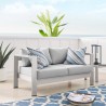 Modway Shore Sunbrella® Fabric Aluminum Outdoor Patio Loveseat in Silver Gray - Lifestyle