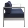 Modway Shore Sunbrella® Fabric Aluminum Outdoor Patio Loveseat in Silver Navy - Side Angle - Modway Shore Sunbrella® Fabric Aluminum Outdoor Patio Loveseat in Silver Navy - Side Angle