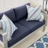 Modway Shore Sunbrella® Fabric Aluminum Outdoor Patio Loveseat in Silver Navy - Lifestyle - Modway Shore Sunbrella® Fabric Aluminum Outdoor Patio Loveseat in Silver Navy - Lifestyle