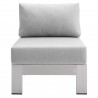 Modway Shore Sunbrella® Fabric Aluminum Outdoor Patio Armless Chair in Silver Gray - Front Angle