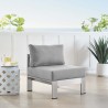 Modway Shore Sunbrella® Fabric Aluminum Outdoor Patio Armless Chair in Silver Gray - Lifestyle