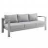 Modway Shore Sunbrella® Fabric Aluminum Outdoor Patio Sofa in Silver Gray - Front Side Angle