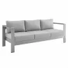 Modway Shore Sunbrella® Fabric Aluminum Outdoor Patio Sofa in Silver Gray - Front Side Angle - Modway Shore Sunbrella® Fabric Aluminum Outdoor Patio Sofa in Silver Gray - Front Side Angle