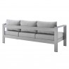 Modway Shore Sunbrella® Fabric Aluminum Outdoor Patio Sofa in Silver Gray - Back Side Angle