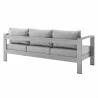 Modway Shore Sunbrella® Fabric Aluminum Outdoor Patio Sofa in Silver Gray - Back Side Angle - Modway Shore Sunbrella® Fabric Aluminum Outdoor Patio Sofa in Silver Gray - Back Side Angle