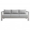 Modway Shore Sunbrella® Fabric Aluminum Outdoor Patio Sofa in Silver Gray - Front Angle