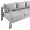 Modway Shore Sunbrella® Fabric Aluminum Outdoor Patio Sofa in Silver Gray - Closeup  Angle