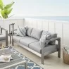 Modway Shore Sunbrella® Fabric Aluminum Outdoor Patio Sofa in Silver Gray - Lifestyle - Modway Shore Sunbrella® Fabric Aluminum Outdoor Patio Sofa in Silver Gray - Lifestyle