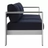 Modway Shore Sunbrella® Fabric Aluminum Outdoor Patio Sofa in Silver Navy - Side Angle - Modway Shore Sunbrella® Fabric Aluminum Outdoor Patio Sofa in Silver Navy - Side Angle