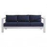 Modway Shore Sunbrella® Fabric Aluminum Outdoor Patio Sofa in Silver Navy - Front Angle