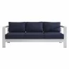 Modway Shore Sunbrella® Fabric Aluminum Outdoor Patio Sofa in Silver Navy - Front Angle - Modway Shore Sunbrella® Fabric Aluminum Outdoor Patio Sofa in Silver Navy - Front Angle