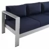 Modway Shore Sunbrella® Fabric Aluminum Outdoor Patio Sofa in Silver Navy - Closeup Angle - Modway Shore Sunbrella® Fabric Aluminum Outdoor Patio Sofa in Silver Navy - Closeup Angle