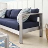 Modway Shore Sunbrella® Fabric Aluminum Outdoor Patio Sofa in Silver Navy - Lifestyle