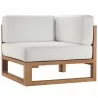 Modway Upland Outdoor Patio Teak Wood 4-Piece Sectional Sofa Set - Natural White - Corner Chair in Front Angle - Modway Upland Outdoor Patio Teak Wood 4-Piece Sectional Sofa Set - Natural White - Corner Chair in Front Angle