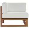 Modway Upland Outdoor Patio Teak Wood 4-Piece Sectional Sofa Set - Natural White - Corner Chair in Side Angle - Modway Upland Outdoor Patio Teak Wood 4-Piece Sectional Sofa Set - Natural White - Corner Chair in Side Angle