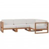 Modway Upland Outdoor Patio Teak Wood 4-Piece Sectional Sofa Set - Natural White - Set in Front Angle