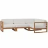 Modway Upland Outdoor Patio Teak Wood 4-Piece Sectional Sofa Set - Natural White - Set in Front Angle - Modway Upland Outdoor Patio Teak Wood 4-Piece Sectional Sofa Set - Natural White - Set in Front Angle