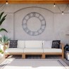 Modway Upland Outdoor Patio Teak Wood 3-Piece Sectional Sofa Set - Natural White - Lifestyle