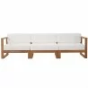 Modway Upland Outdoor Patio Teak Wood 3-Piece Sectional Sofa Set - Natural White - Set in Front Angle - Modway Upland Outdoor Patio Teak Wood 3-Piece Sectional Sofa Set - Natural White - Set in Front Angle