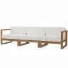 Modway Upland Outdoor Patio Teak Wood 3-Piece Sectional Sofa Set - Natural White - Set in Front Side Angle - Modway Upland Outdoor Patio Teak Wood 3-Piece Sectional Sofa Set - Natural White - Set in Front Side Angle