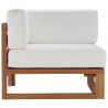 Modway Upland Outdoor Patio Teak Wood 3-Piece Sectional Sofa Set - Natural White - Corner Chair in Side Angle