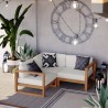 Modway Upland Outdoor Patio Teak Wood 3-Piece Sectional Sofa Set - Natural White - Lifestyle