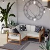 Modway Upland Outdoor Patio Teak Wood 3-Piece Sectional Sofa Set - Natural White - Lifestyle - Modway Upland Outdoor Patio Teak Wood 3-Piece Sectional Sofa Set - Natural White - Lifestyle