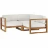 Modway Upland Outdoor Patio Teak Wood 3-Piece Sectional Sofa Set - Natural White - Set in Front Angle - Modway Upland Outdoor Patio Teak Wood 3-Piece Sectional Sofa Set - Natural White - Set in Front Angle