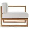 Modway Upland Outdoor Patio Teak Wood 3-Piece Sectional Sofa Set - Natural White - Left-Arm Chair in Side Angle - Modway Upland Outdoor Patio Teak Wood 3-Piece Sectional Sofa Set - Natural White - Left-Arm Chair in Side Angle