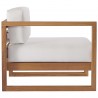 Modway Upland Outdoor Patio Teak Wood 3-Piece Sectional Sofa Set - Natural White - Right-Arm Chair in Side Angle