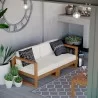 Modway Upland Outdoor Patio Teak Wood 2-Piece Sectional Sofa Loveseat - Natural White - Lifestyle - Modway Upland Outdoor Patio Teak Wood 2-Piece Sectional Sofa Loveseat - Natural White - Lifestyle