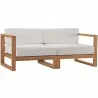 Modway Upland Outdoor Patio Teak Wood 2-Piece Sectional Sofa Loveseat - Natural White - Set in Front Side Angle - Modway Upland Outdoor Patio Teak Wood 2-Piece Sectional Sofa Loveseat - Natural White - Set in Front Side Angle