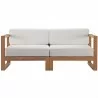 Modway Upland Outdoor Patio Teak Wood 2-Piece Sectional Sofa Loveseat - Natural White - Set in Front Angle - Modway Upland Outdoor Patio Teak Wood 2-Piece Sectional Sofa Loveseat - Natural White - Set in Front Angle