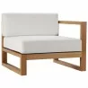 Modway Upland Outdoor Patio Teak Wood 4-Piece Furniture Set - Natural White - Left Arm Chair - Front Side Angle - Modway Upland Outdoor Patio Teak Wood 4-Piece Furniture Set - Natural White - Left Arm Chair - Front Side Angle