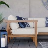 Modway Bayport Outdoor Patio Teak Wood 3-Piece Sectional Sofa Set - Natural White - Lifestyle