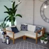 Modway Bayport Outdoor Patio Teak Wood 3-Piece Sectional Sofa Set - Natural White - Lifestyle - Modway Bayport Outdoor Patio Teak Wood 3-Piece Sectional Sofa Set - Natural White - Lifestyle