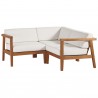 Modway Bayport Outdoor Patio Teak Wood 3-Piece Sectional Sofa Set - Natural White - Set in Front Angle