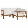 Modway Bayport Outdoor Patio Teak Wood 3-Piece Sectional Sofa Set - Natural White - Set in Front Angle - Modway Bayport Outdoor Patio Teak Wood 3-Piece Sectional Sofa Set - Natural White - Set in Front Angle