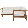 Modway Bayport Outdoor Patio Teak Wood 3-Piece Sectional Sofa Set - Natural White - Set in Side Angle