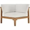 Modway Bayport Outdoor Patio Teak Wood 3-Piece Sectional Sofa Set - Natural White - Corner Chair in Front Angle - Modway Bayport Outdoor Patio Teak Wood 3-Piece Sectional Sofa Set - Natural White - Corner Chair in Front Angle