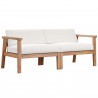 Modway Bayport Outdoor Patio Teak Wood 2-Seater Loveseat - Natural White - Set in Front Side Angle