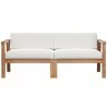Modway Bayport Outdoor Patio Teak Wood 2-Seater Loveseat - Natural White - Set in Front Angle - Modway Bayport Outdoor Patio Teak Wood 2-Seater Loveseat - Natural White - Set in Front Angle
