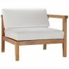 Modway Bayport Outdoor Patio Teak Wood 2-Seater Loveseat - Natural White - Left-Arm Chair in Front Side Angle - Modway Bayport Outdoor Patio Teak Wood 2-Seater Loveseat - Natural White - Left-Arm Chair in Front Side Angle