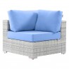Modway Convene Outdoor Patio Corner Chair in Light Gray Light Blue - Front Angle