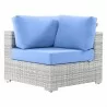 Modway Convene Outdoor Patio Corner Chair in Light Gray Light Blue - Front Angle - Modway Convene Outdoor Patio Corner Chair in Light Gray Light Blue - Front Angle
