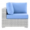 Modway Convene Outdoor Patio Corner Chair in Light Gray Light Blue - Side Angle