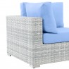 Modway Convene Outdoor Patio Corner Chair in Light Gray Light Blue - Seat Closeup Angle