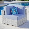 Modway Convene Outdoor Patio Corner Chair in Light Gray Light Blue - Lifestyle