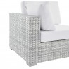 Modway Convene Outdoor Patio Corner Chair - Light Gray White - Front Side Closeup Angle
